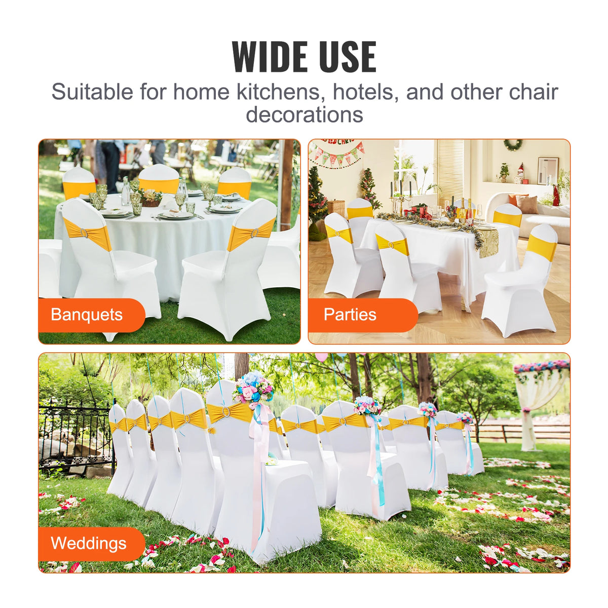 SucceBuy Stretch Spandex Folding Chair Covers With Removable Sashes