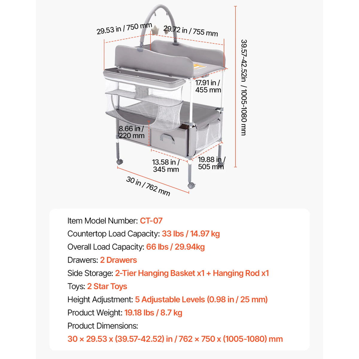 Succebuy Foldable Baby Diaper Changing Station With Adjustable Height