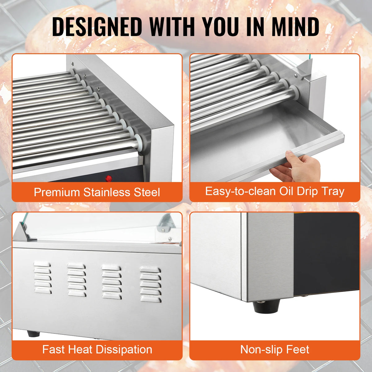 Succebuy Electric Commercial Hot Dog Roller Sausage Grill Machine