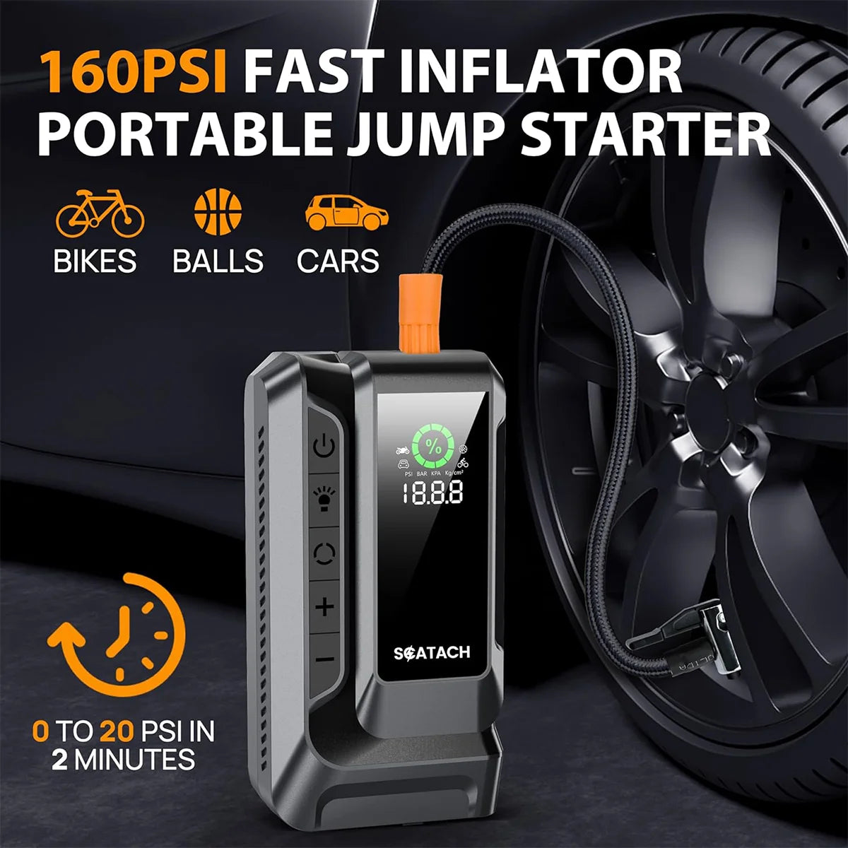 BIUBLE Jump Starter With Air Compressor 9000A 150 PSI Gas Diesel