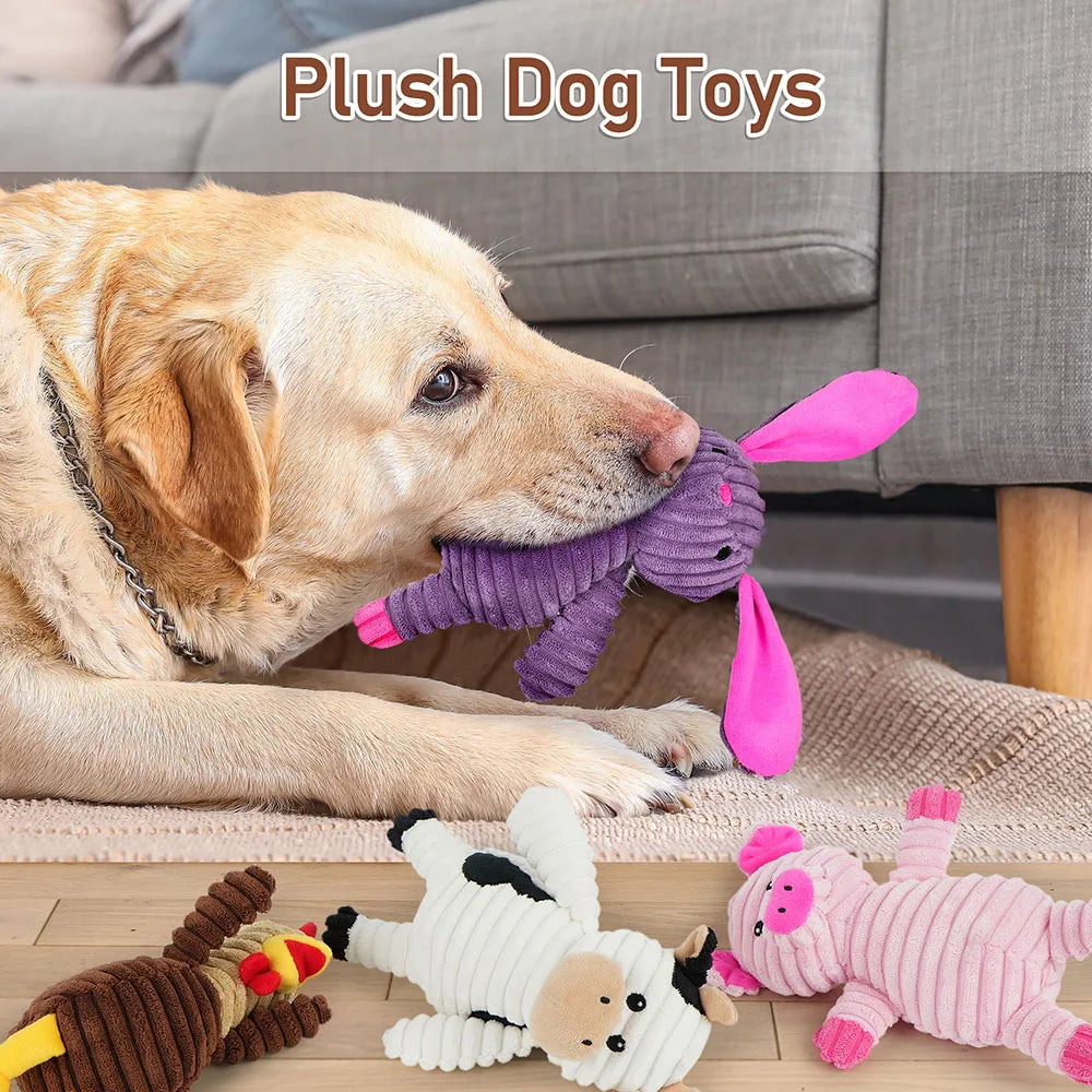 5 Pack Plush Squeaky Dog Toys, Stuffed Animal Chew Toys