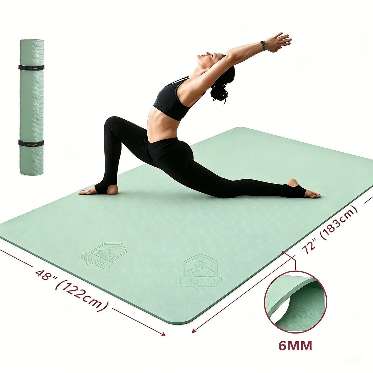 HAPBEAR Extra Large TPE Yoga Mat With Carrying Straps
