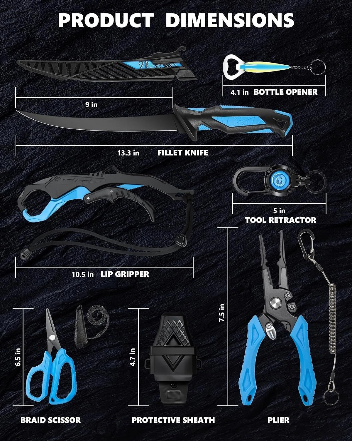 Multi Functional Fishing Tool Set With Pliers Fillet Knife