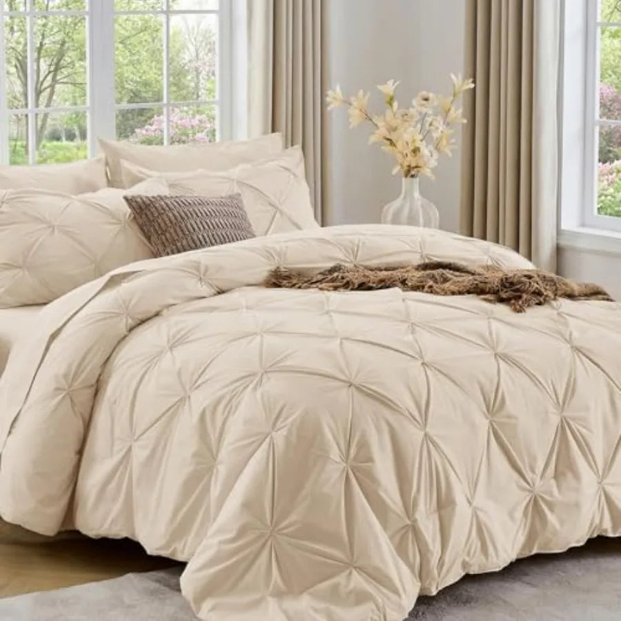 Pintuck All Season Comforter Set 7-Piece Bed in a Bag