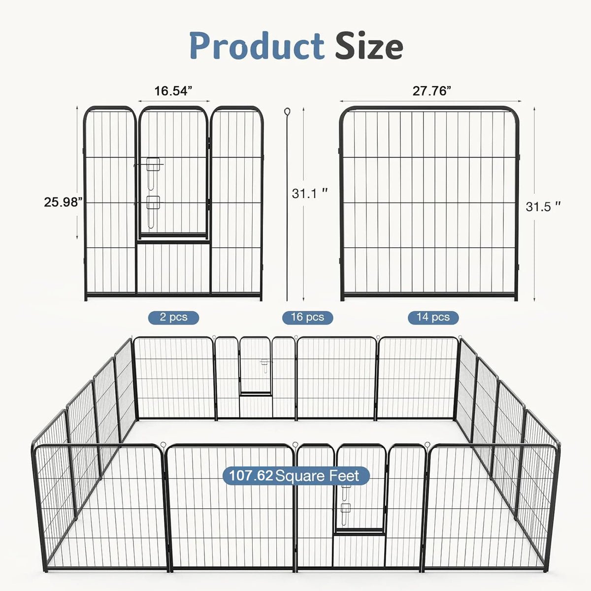 JHK Foldable Metal Dog Playpen And Outdoor Pet Exercise Fence