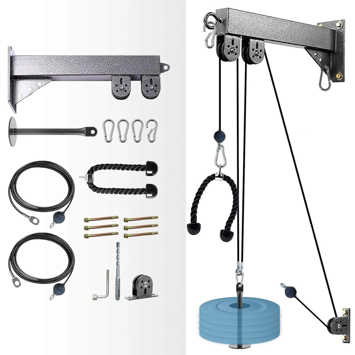 MARSAFIT Wall Mounted Cable Pulley System for Home Gym Training