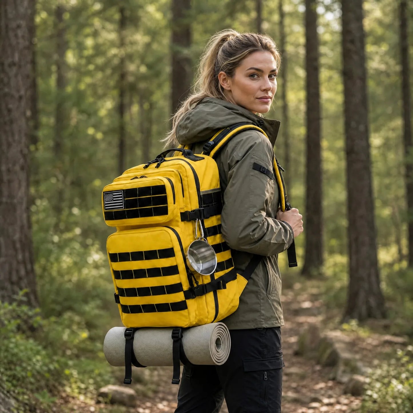 45L Tactical Travel Backpack Molle Storage Bag Large Capacity Multi Pocket Wear Resistant Camping Hiking Trekking Rucksack Durable Outdoor Mountain Climbing Daypack For Men Women Travellers Bushcraft Wilderness Trip Daily Com