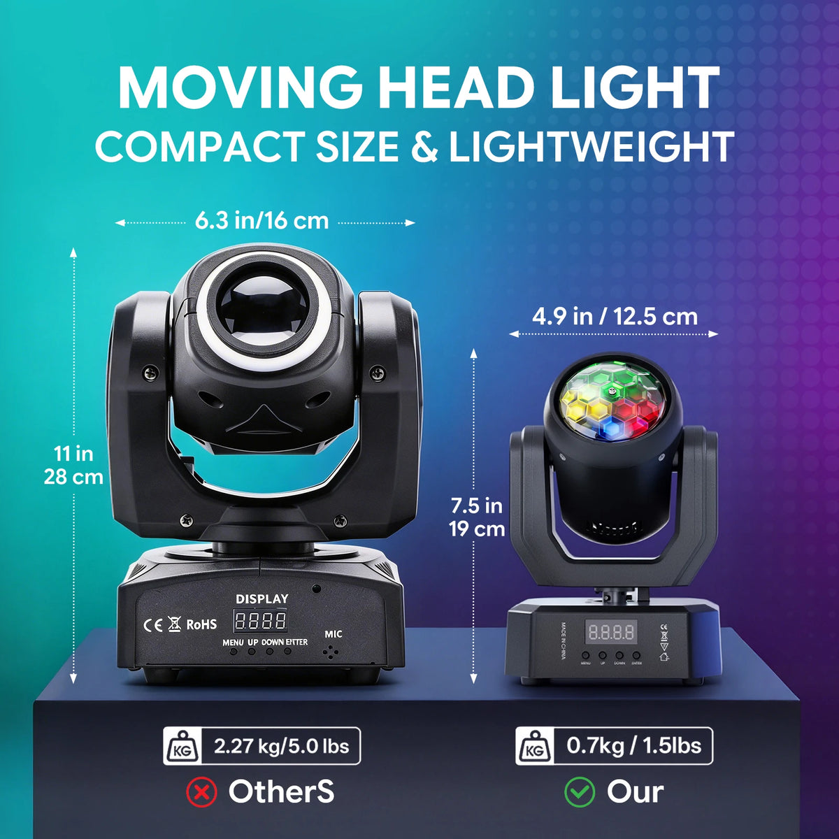 U'King 1/2/4Pcs 30W Mini Magic Ball Moving Head Lights With Remote Beam&Pattern GRWYC LED Stage Lights For Home Party Music Live