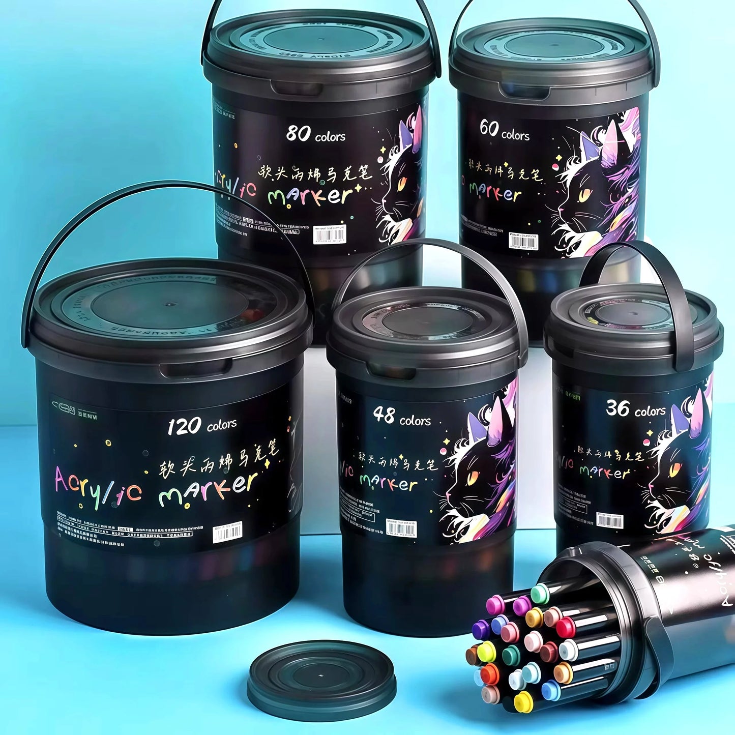 24/36/48/60/80/120 Colors Soft Head Acrylic Marker Pen Set Waterproof High Coverage Paint Markers For Student Art Class Drawing