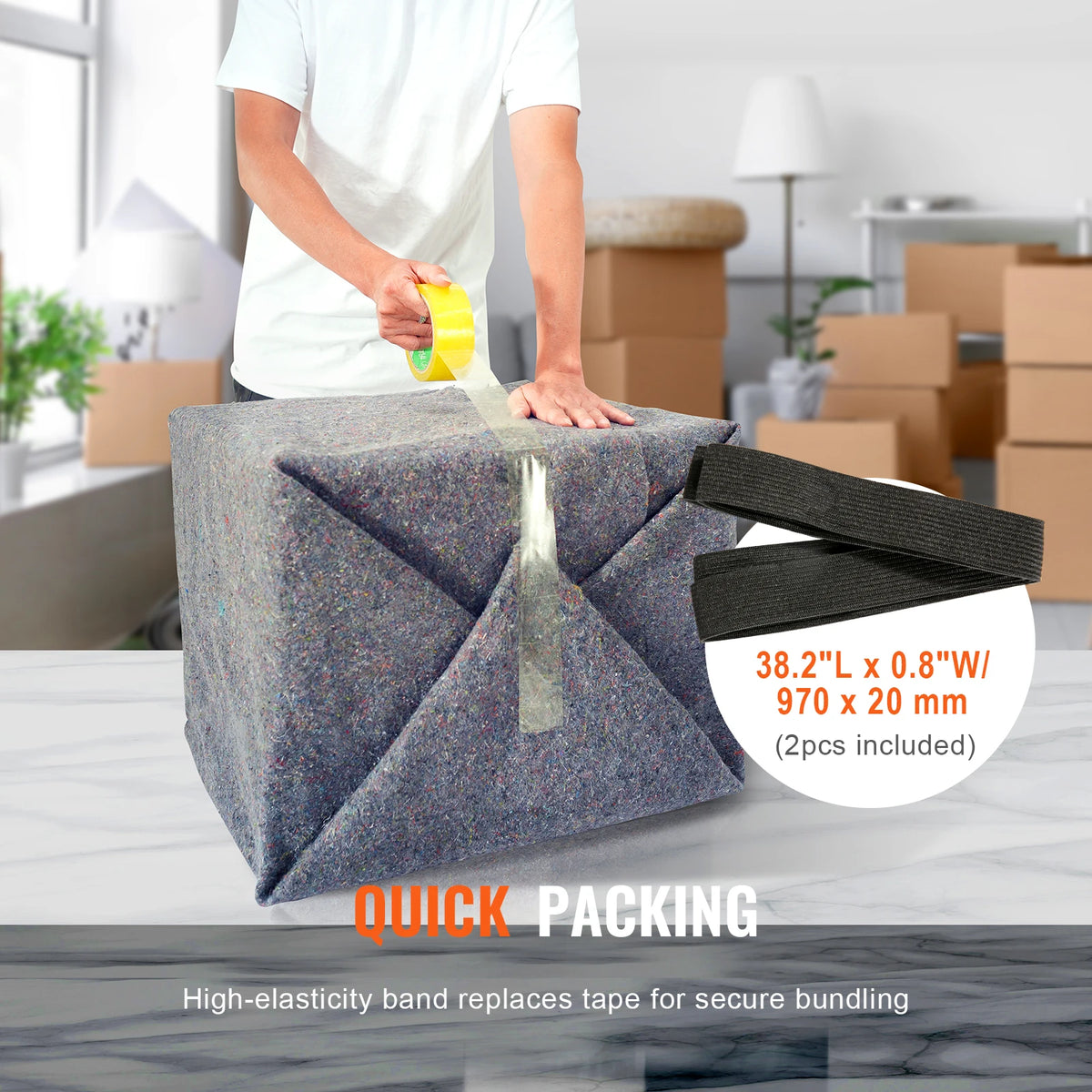 SucceBuy Heavy Duty Recycled Cotton Moving Blankets for Furniture Protection