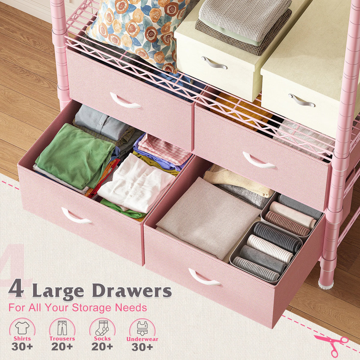 Heavy Duty Metal Coat Rack With Four Home Storage Drawers