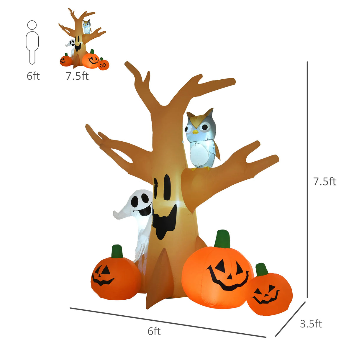 HOMCOM Halloween Inflatable Outdoor Tree Decoration With LED Lights