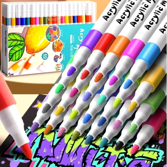 12-80 Colores Set Acrylic Paint Art Marker Pen Rock Painting for Kids Graffiti Stone Ceramic Glass Wood DIY Crafts Art Supplies