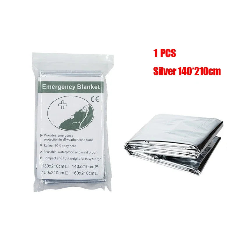 Emergency Thermal Poncho Blanket Water Resistant Windproof Sunshade For Camping