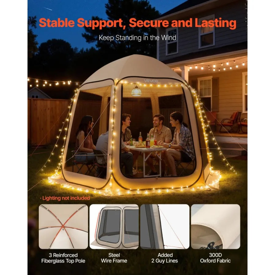 Screen House Tent Pop Up Canopy With Netting Sides Aluminum Frame